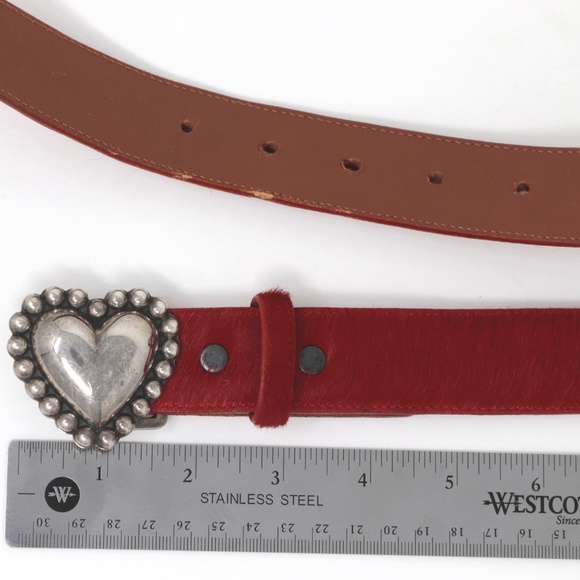 Pat Areias Size 34 Red Pony Hair Leather Belt Only - Picture 8 of 8